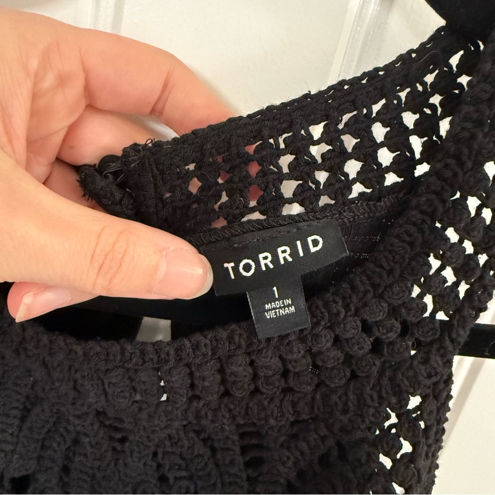 Torrid Black Crochet Yoke Halter Tank Top - Picture 8 of 8